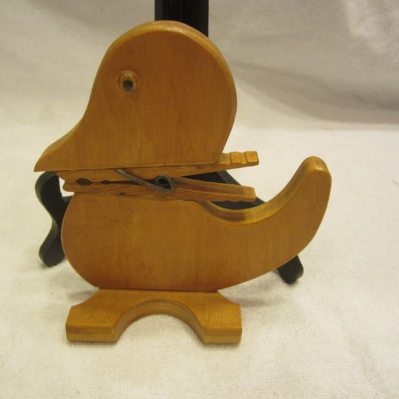 VTG HANDMADE WOODEN DUCK NOTE HOLDER, VERY CUTE - Picture 3 of 5
